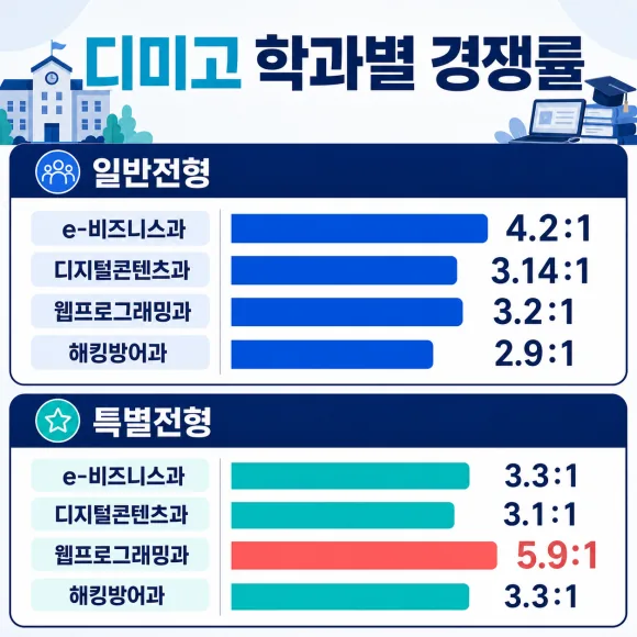 디미고 학과별 경쟁률