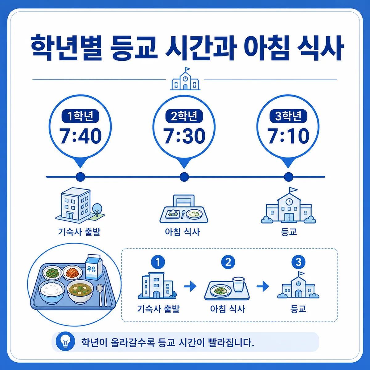 학년별 등교 시간과 아침 식사