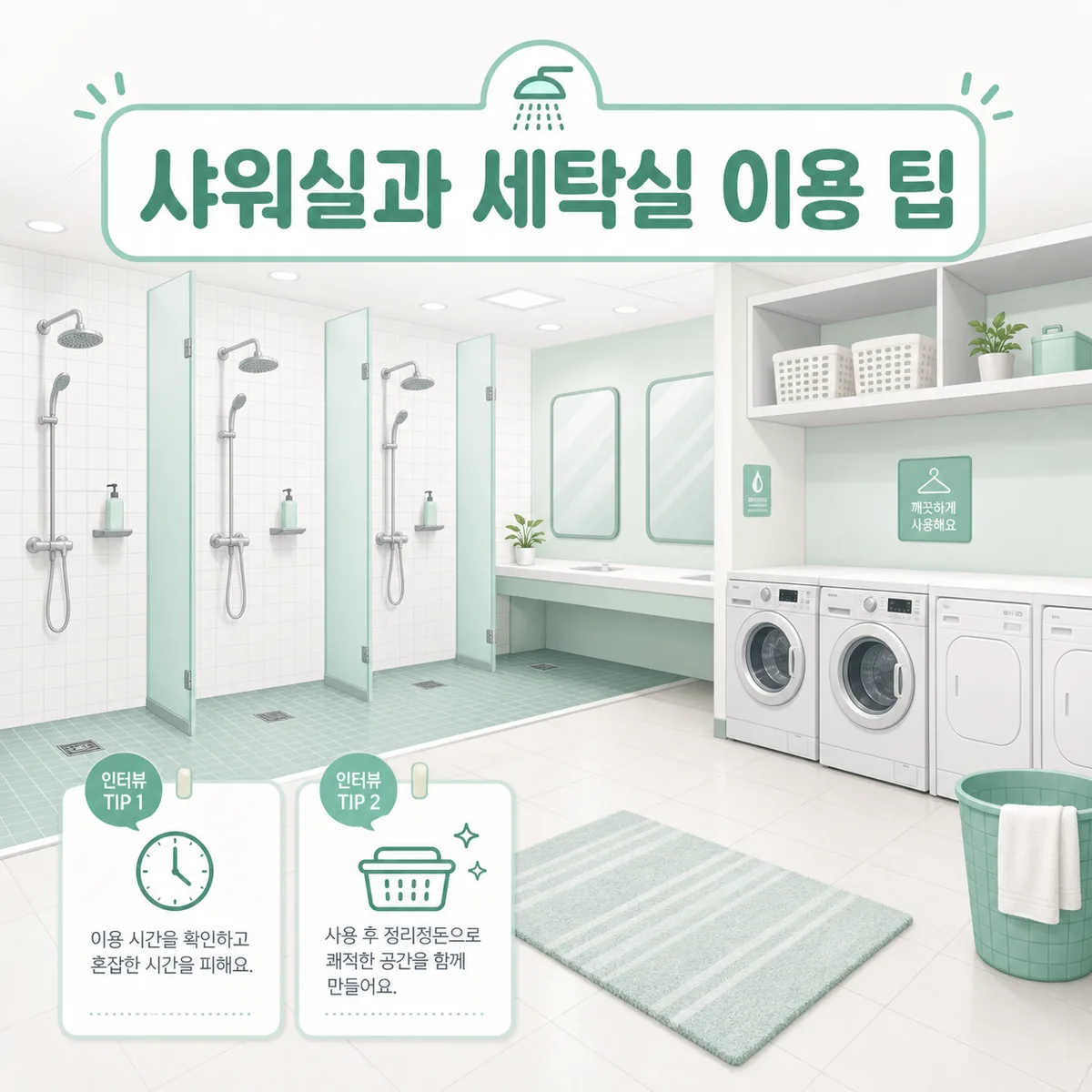 샤워실과 세탁실 이용 팁